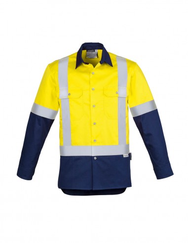 SY-ZW124 - Mens Hi Vis Spliced Industrial L/S Shirt - Shoulder Taped - Syzmik - Work Wear