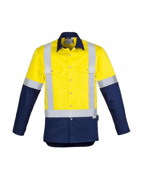 SY-ZW124 - Mens Hi Vis Spliced Industrial L/S Shirt - Shoulder Taped - Syzmik - Work Wear