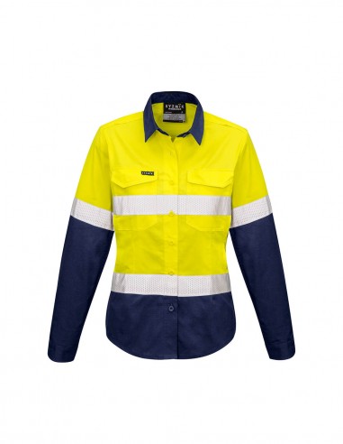 SY-ZW720 - Womens Rugged Cooling Taped Hi Vis Spliced L/S Shirt - Syzmik - Work Wear