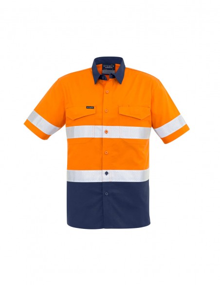 SY-ZW835 - Mens Rugged Cooling Taped Hi Vis Spliced S/S Shirt - Syzmik - Work Wear